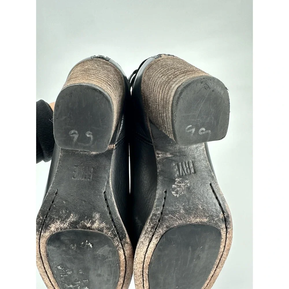 Frye Naomi Pickstitch‎ Womens 8.5B Black Leather Shooties Strap Zip